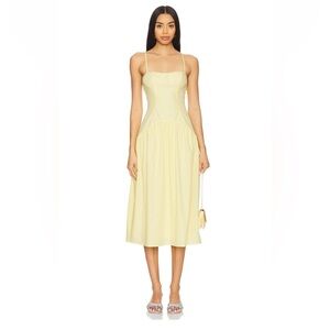 NWT MORE TO COME MARGAERY SLEEVELESS MIDI DRESS, SIZE XS, YELLOW